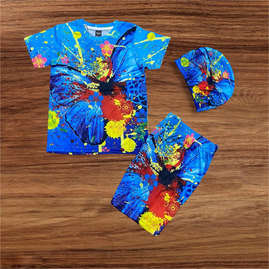 BUTTERFLY KIDS TOP BOTTOM SET WITH CAP (COTTON MATERIAL)
