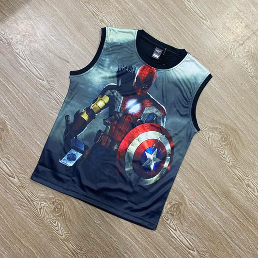 CAPTAIN AMERICA KIDS 3D PRINTSLEEVELESS T-SHIRT